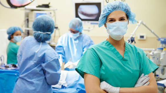 Doctors in a procedure room
