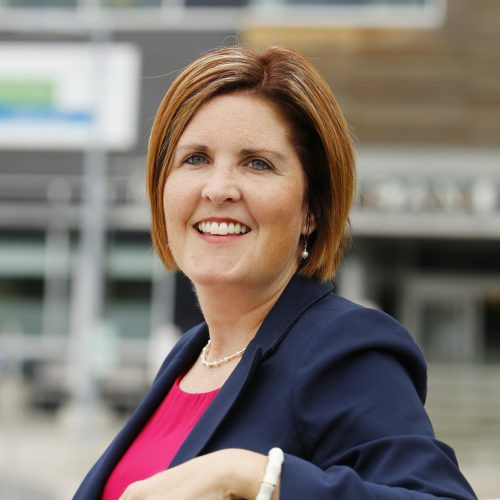 PRHC Foundation President & CEO Lesley Heighway outside the hospital