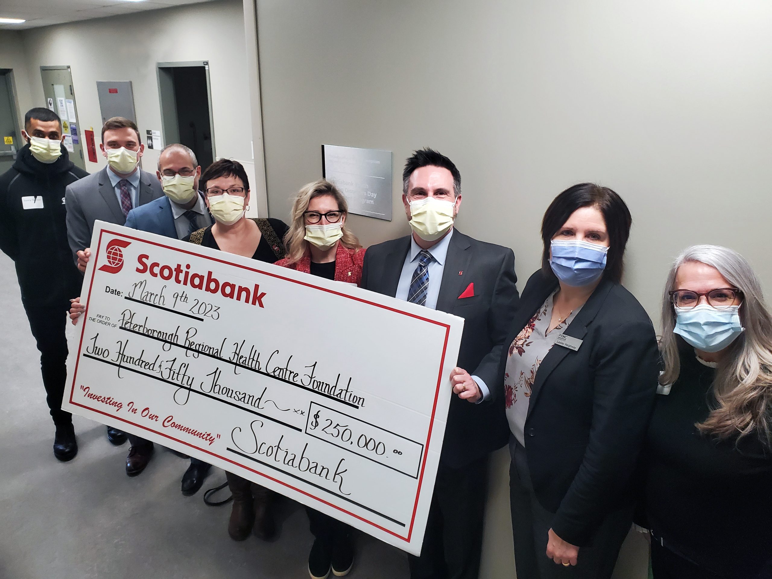 Representatives of donor, Scotiabank, at the dedication of a hospital treatment space