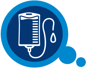 Cancer Care Icon depicting an IV bag dripping