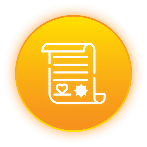 An icon of a stamped document